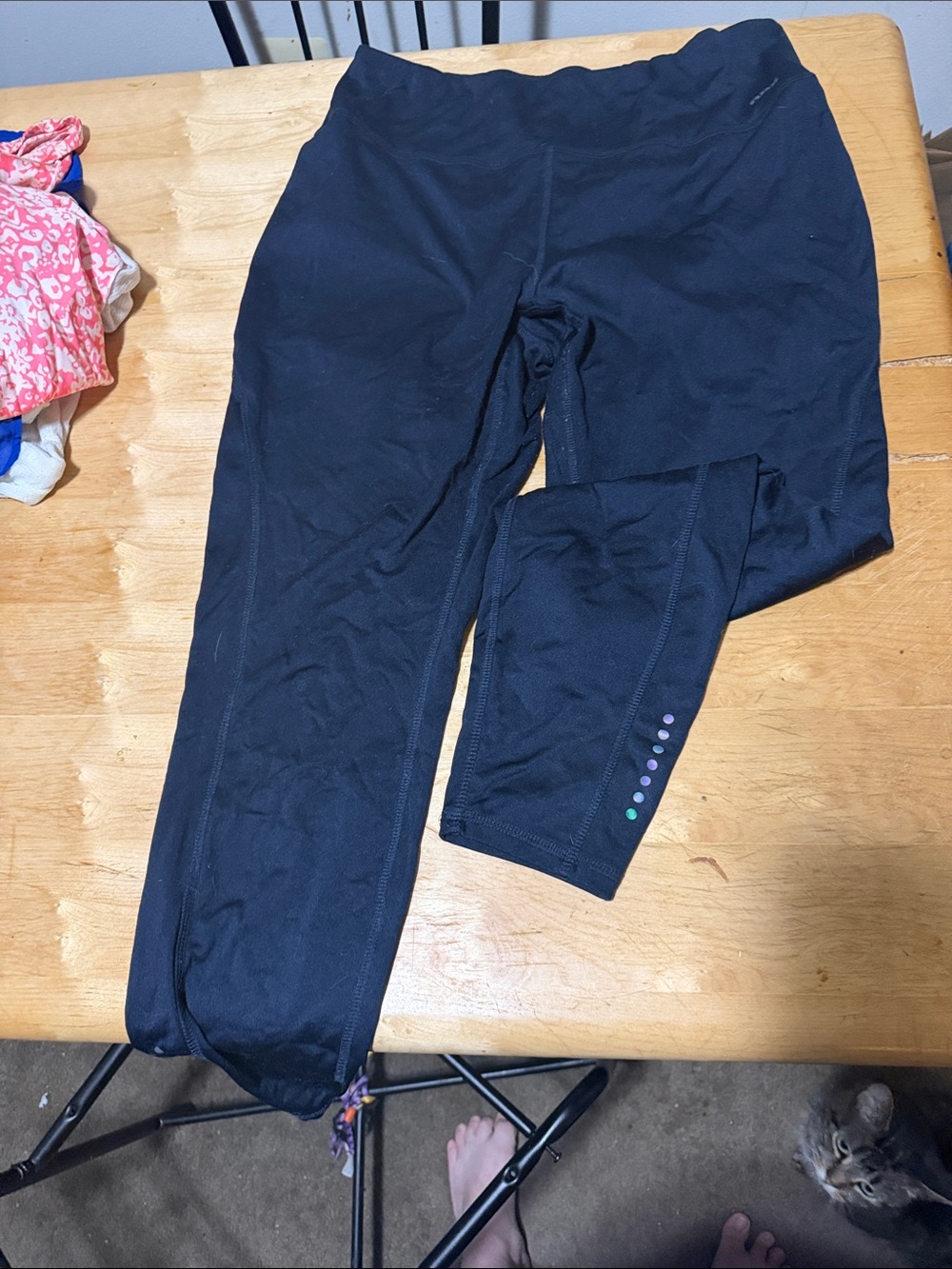 RBX Black Leggings with Small Multicolor Dot Trim
